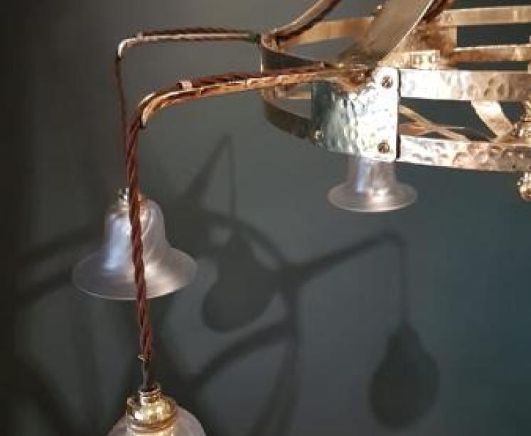 Superb Large Arts and Crafts Brass Chandelier - Image 7