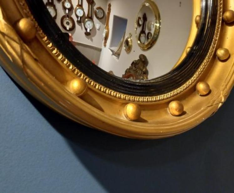 Edwardian Timber Gilt Convex Wall Mirror - Image 2