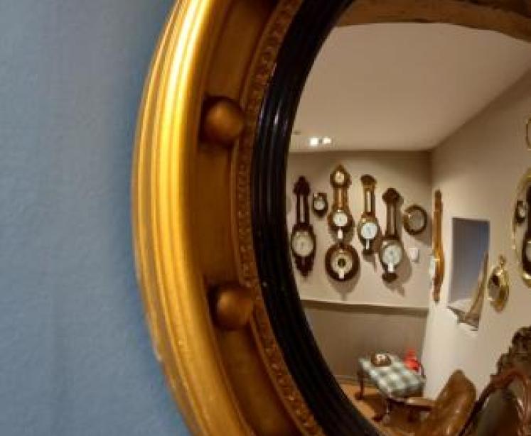 Edwardian Timber Gilt Convex Wall Mirror - Image 3