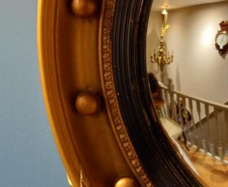 Edwardian Timber Gilt Convex Wall Mirror - Image 5