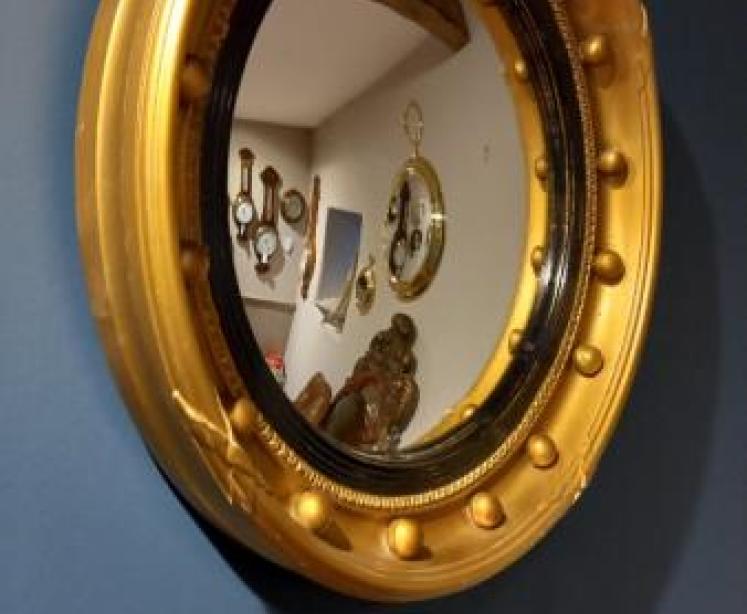 Edwardian Timber Gilt Convex Wall Mirror - Image 6