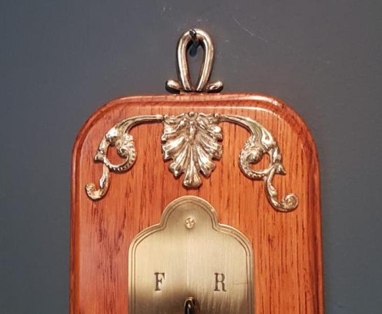 Edwardian Oak Thermometer and Paper Clip - Image 6
