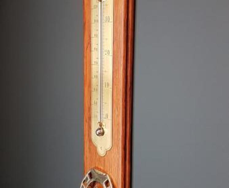 Edwardian Oak Thermometer and Paper Clip - Image 7