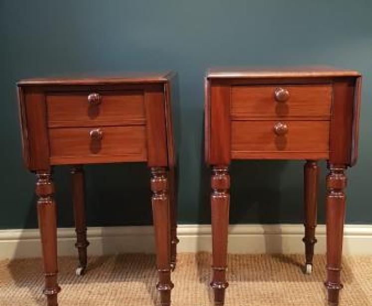 Matching Pair of Early Victorian Pembroke Bedside Cabinets - Image 1