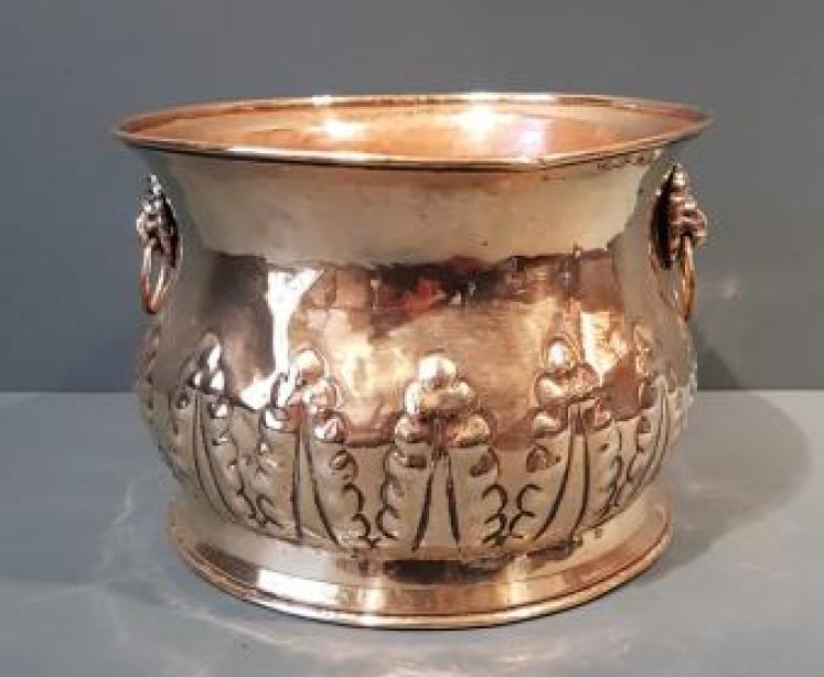 Victorian Embossed Brass Planter - Image 1