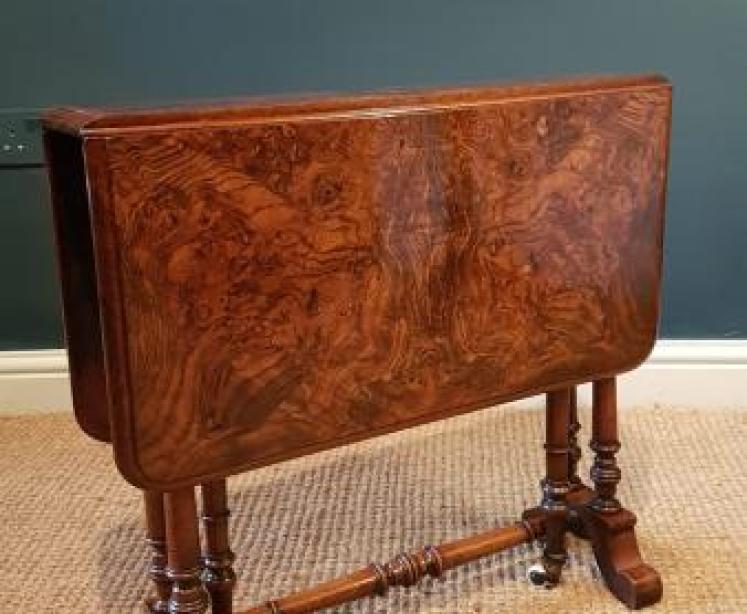 Victorian Burr Walnut Sutherland Table  - Image 1