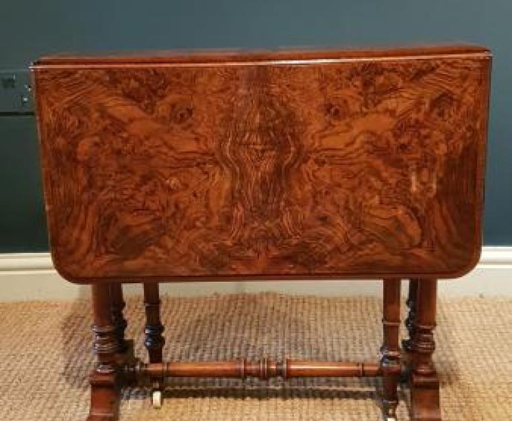 Victorian Burr Walnut Sutherland Table  - Image 7