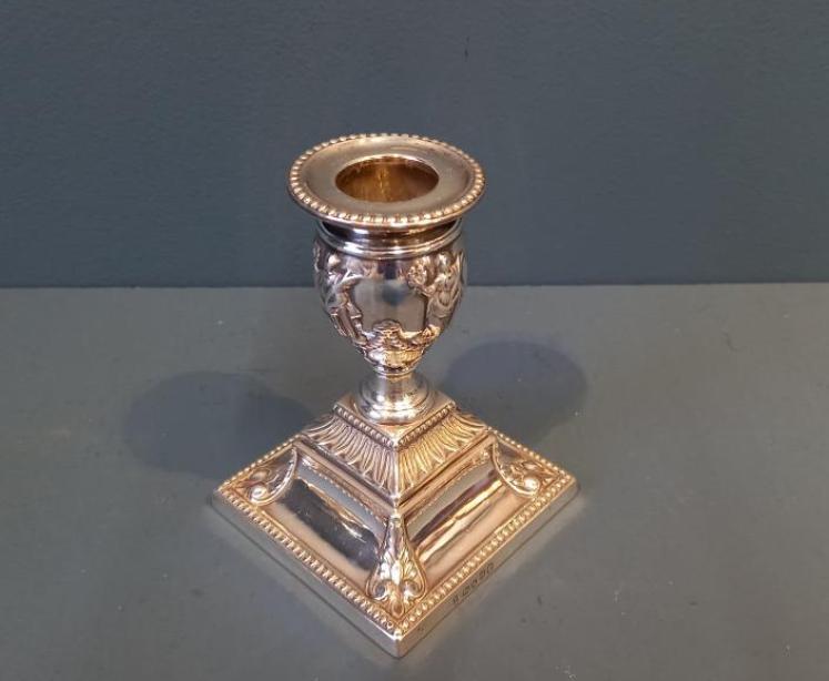 Matching Pair of Victorian Sheffield Silver Candlesticks - Image 2
