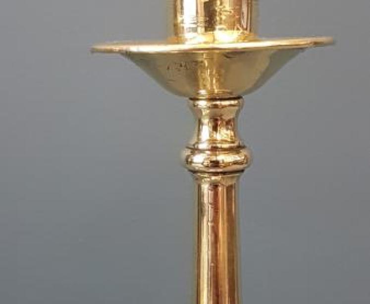 Pair William IV Cast Brass Candlesticks - Image 4