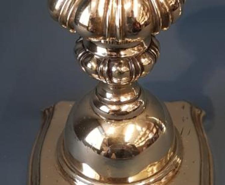 Pair William IV Cast Brass Candlesticks - Image 5