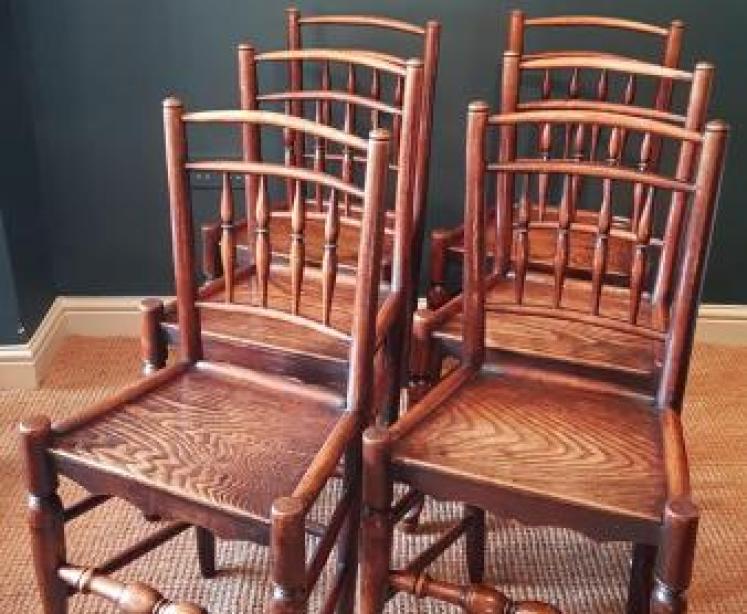 Set of 6 George III Ash and Elm Country Chairs - Image 1