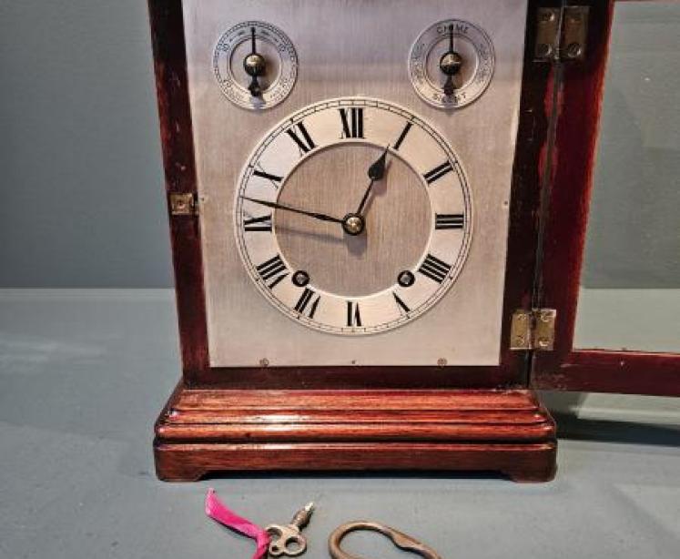 Mahogany Cased Four Glass Mantel Clock  - Image 6
