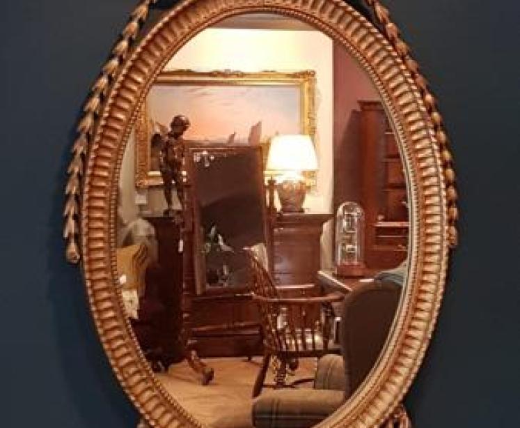 Victorian Oval Timber Gilt Mirror  - Image 1