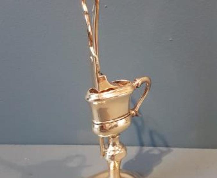 Rare George III Brass Candle Snuffers and Petal Base Stand  - Image 1