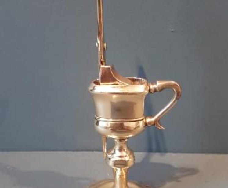 Rare George III Brass Candle Snuffers and Petal Base Stand  - Image 3