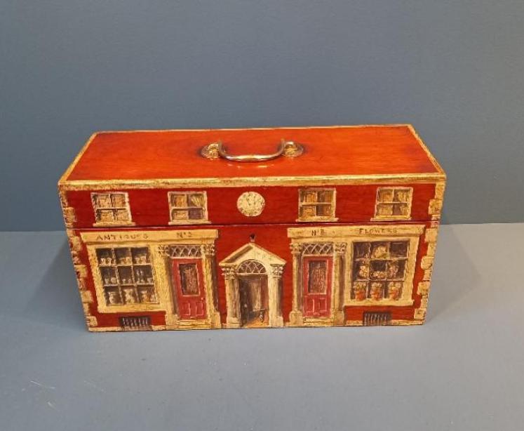 Early Victorian Mahogany Painted Campaign Box - Image 1