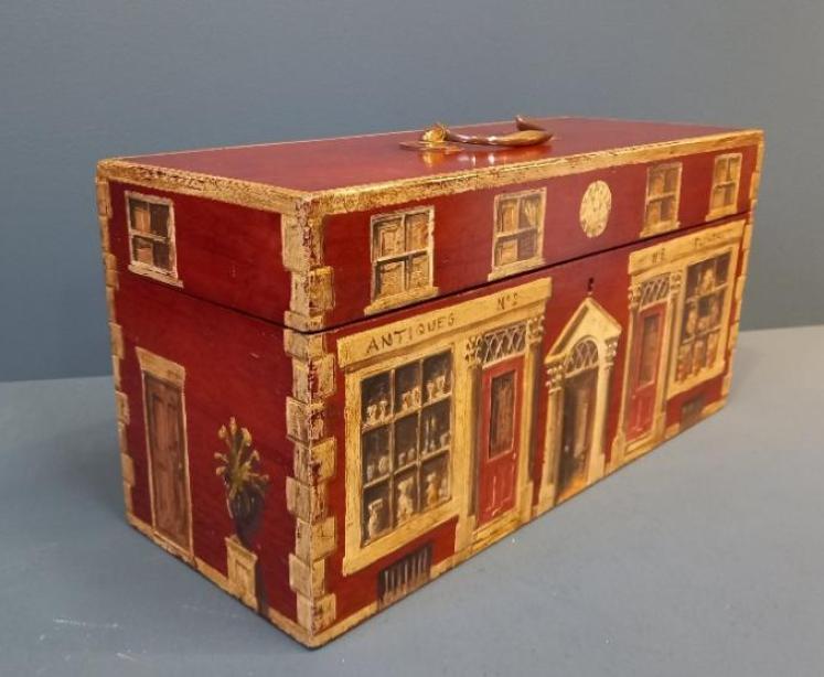 Early Victorian Mahogany Painted Campaign Box - Image 4