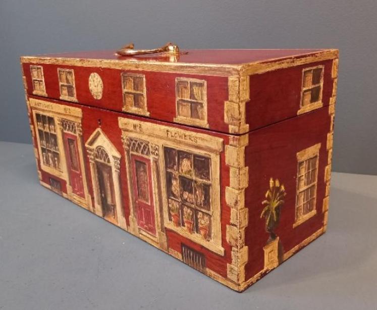 Early Victorian Mahogany Painted Campaign Box - Image 6