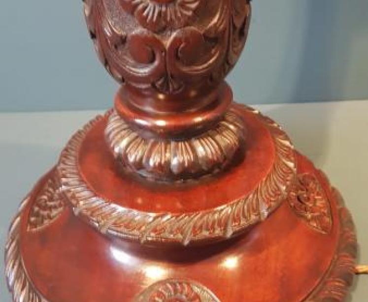 Large Edwardian Mahogany Table Lamp  - Image 2