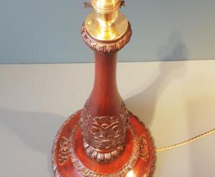 Large Edwardian Mahogany Table Lamp  - Image 3