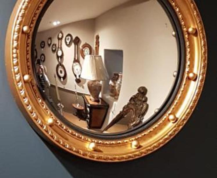 1920's Timber Gilt Convex Mirror  - Image 1