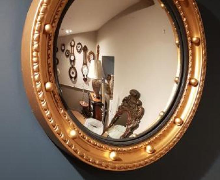 1920's Timber Gilt Convex Mirror  - Image 6