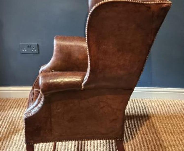 Edwardian Leather Wing Chair - Image 2
