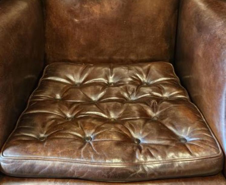 Edwardian Leather Wing Chair - Image 5