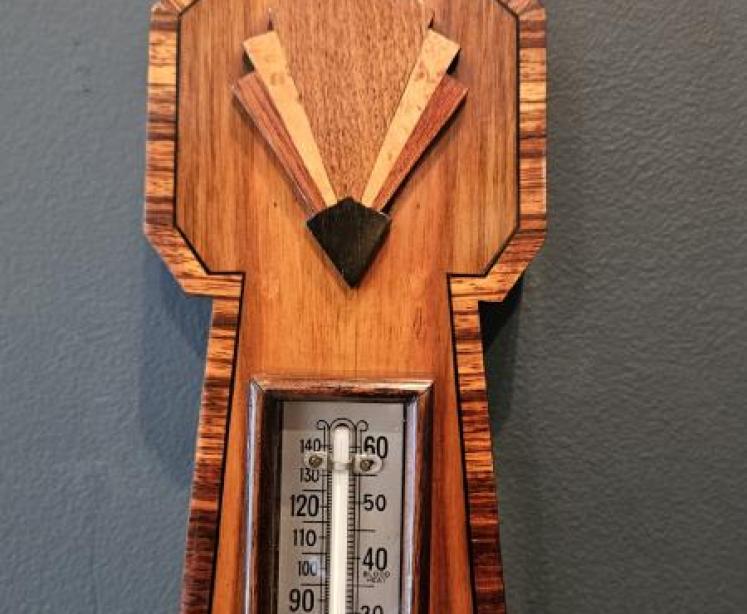 Art Deco Walnut Inlaid Banjo Barometer - Image 2