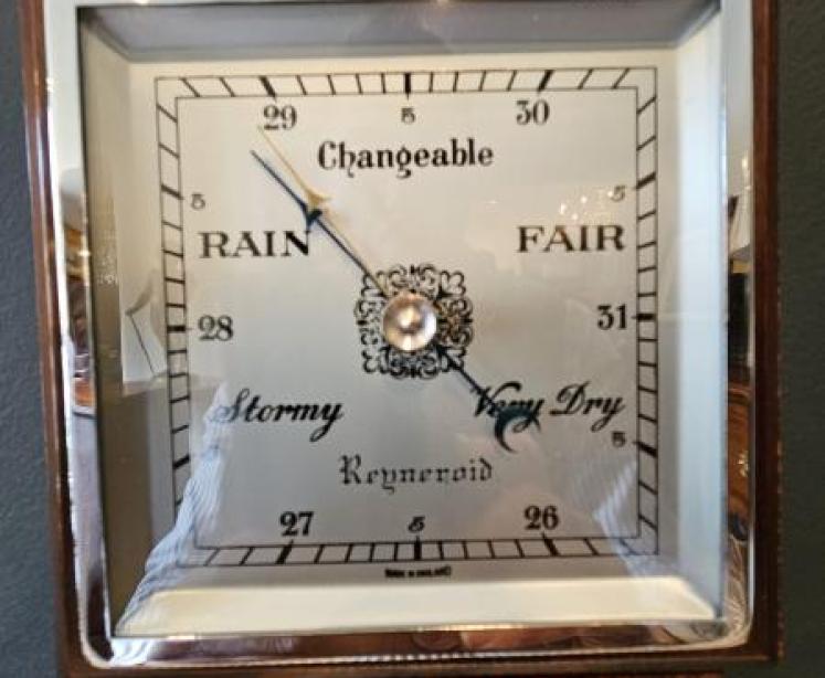 Art Deco Walnut Inlaid Banjo Barometer - Image 3