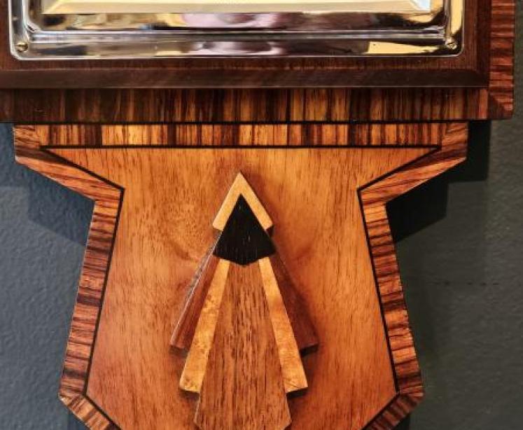 Art Deco Walnut Inlaid Banjo Barometer - Image 5