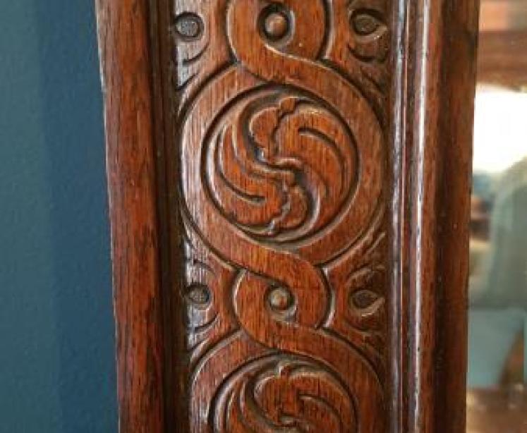 Victorian Carved Oak Mirror - Image 4