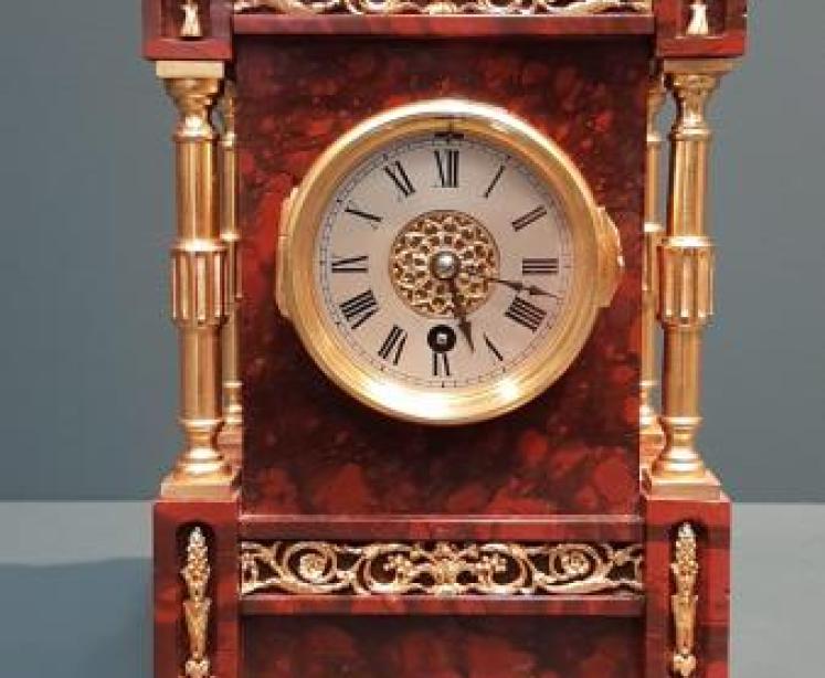  Victorian French Marble & Ormolu Mantel Clock - Image 1
