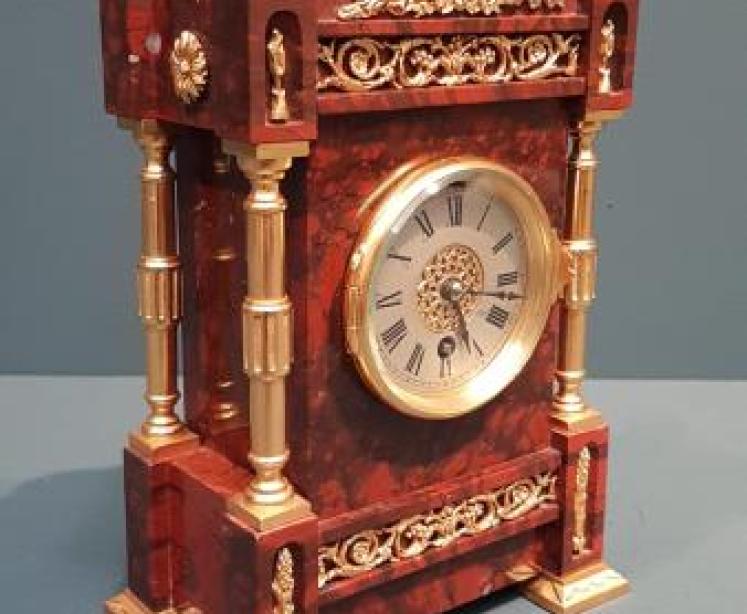  Victorian French Marble & Ormolu Mantel Clock - Image 6