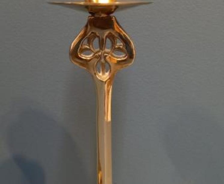 Pair of Art Nouveau Cast Brass Candlesticks - Image 6
