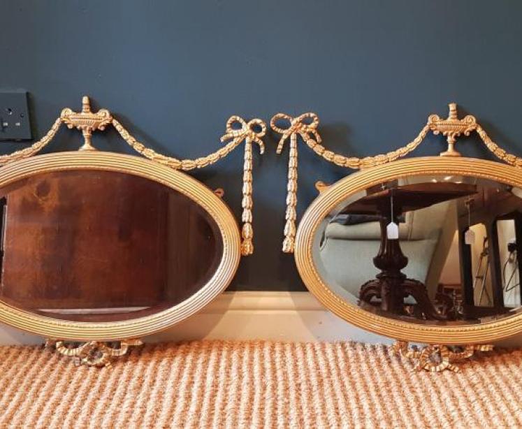 Pair of Victorian Oval Gilt Mirrors - Image 1