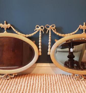 Pair of Victorian Oval Gilt Mirrors