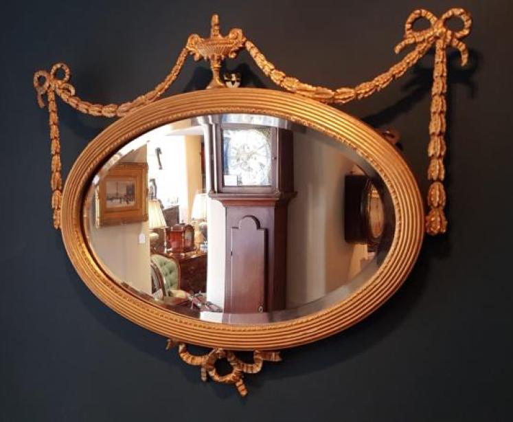 Pair of Victorian Oval Gilt Mirrors - Image 3