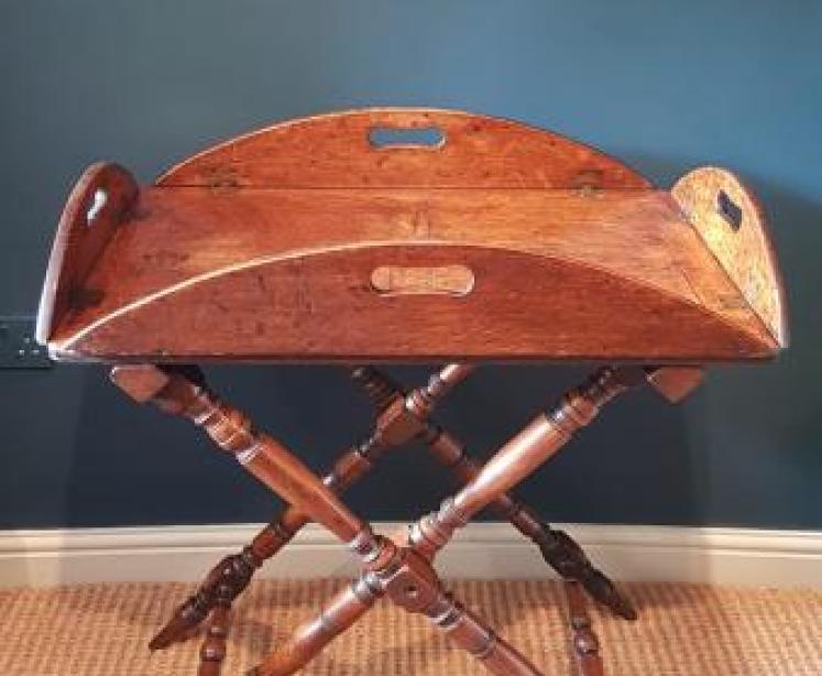 Victorian Country House Oak Drop Side Butlers Tray and Stand - Image 1