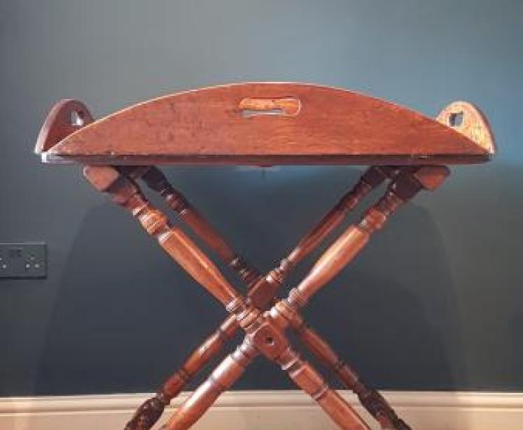 Victorian Country House Oak Drop Side Butlers Tray and Stand - Image 2