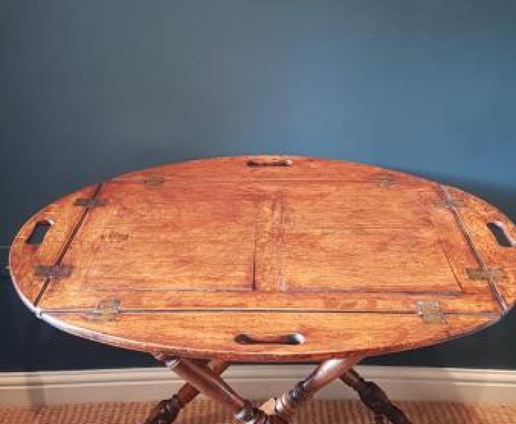 Victorian Country House Oak Drop Side Butlers Tray and Stand - Image 3
