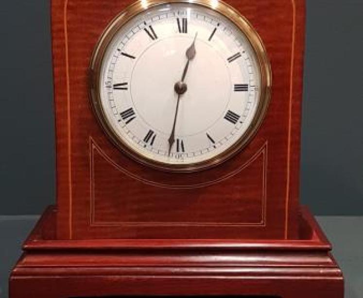 Superb Shell Inlaid Swept Top Edwardian Mantel Clock  - Image 1