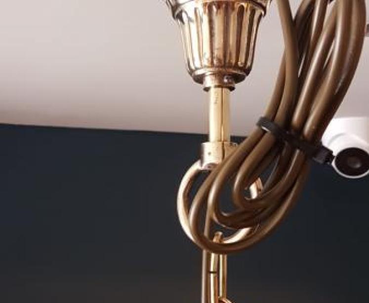 Impressive Edwardian Cast Brass Six Arm Chandelier  - Image 3