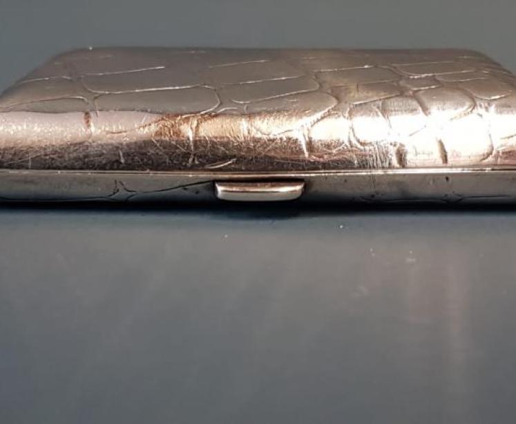 Edwardian Silver Crocodile Skin Design Cheroot Case  - Image 4