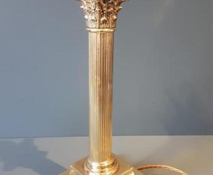 Edward Brass Corinthian Column Table Lamp  - Image 4