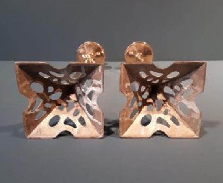 Matching Pair of Art Nouveau Brass Candlesticks - Image 4