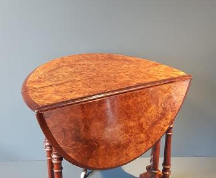 Quality Victorian Burr Walnut Baby Sunderland Table - Image 4