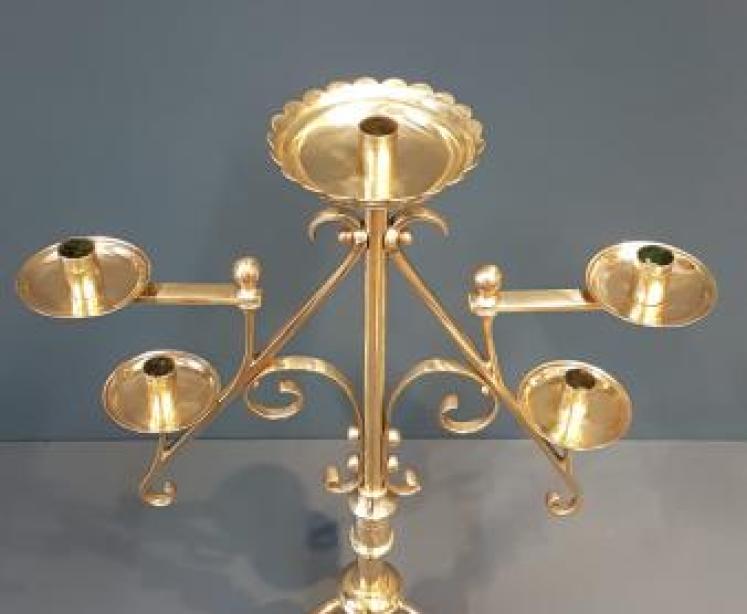 Pair of Victorian Adjustable Brass Candelabra - Image 2
