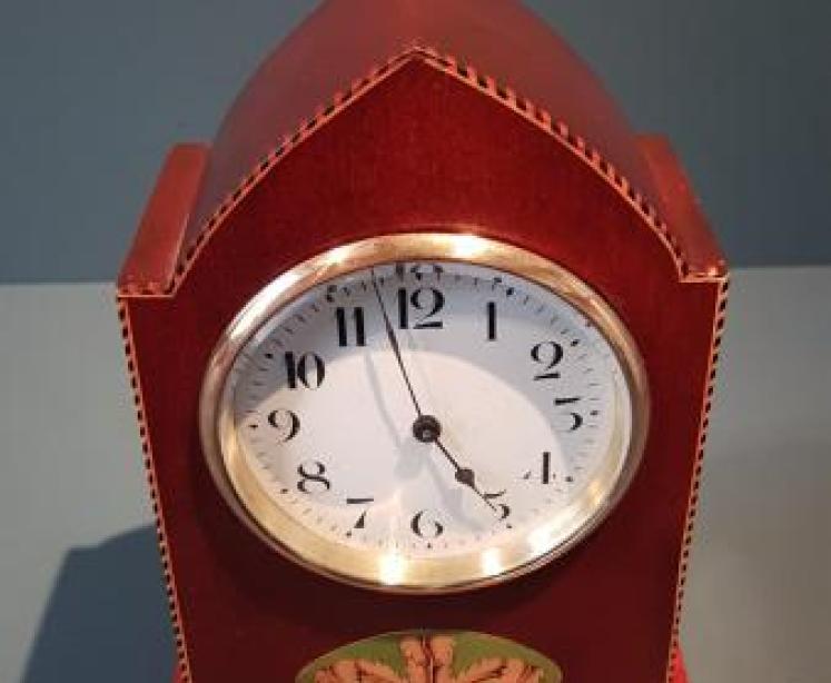 Prince of Wales Feathers Inlaid Edwardian Mantel Clock  - Image 2