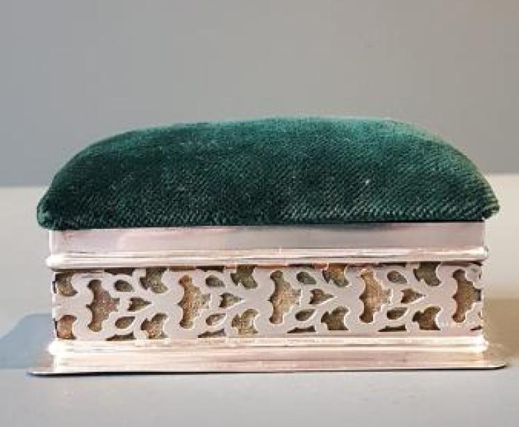 Silver Pin Cushion and Needle Box - Image 1
